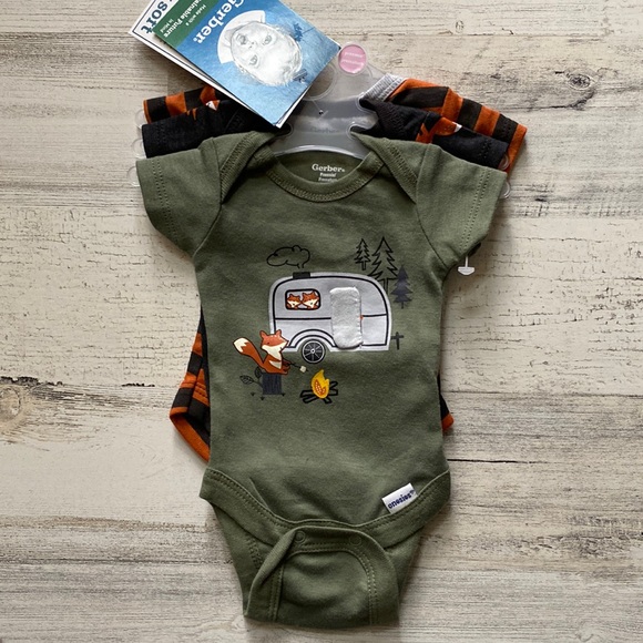 Gerber 3 Piece Onesie Set Fox Size Preemie NEW - Picture 2 of 9